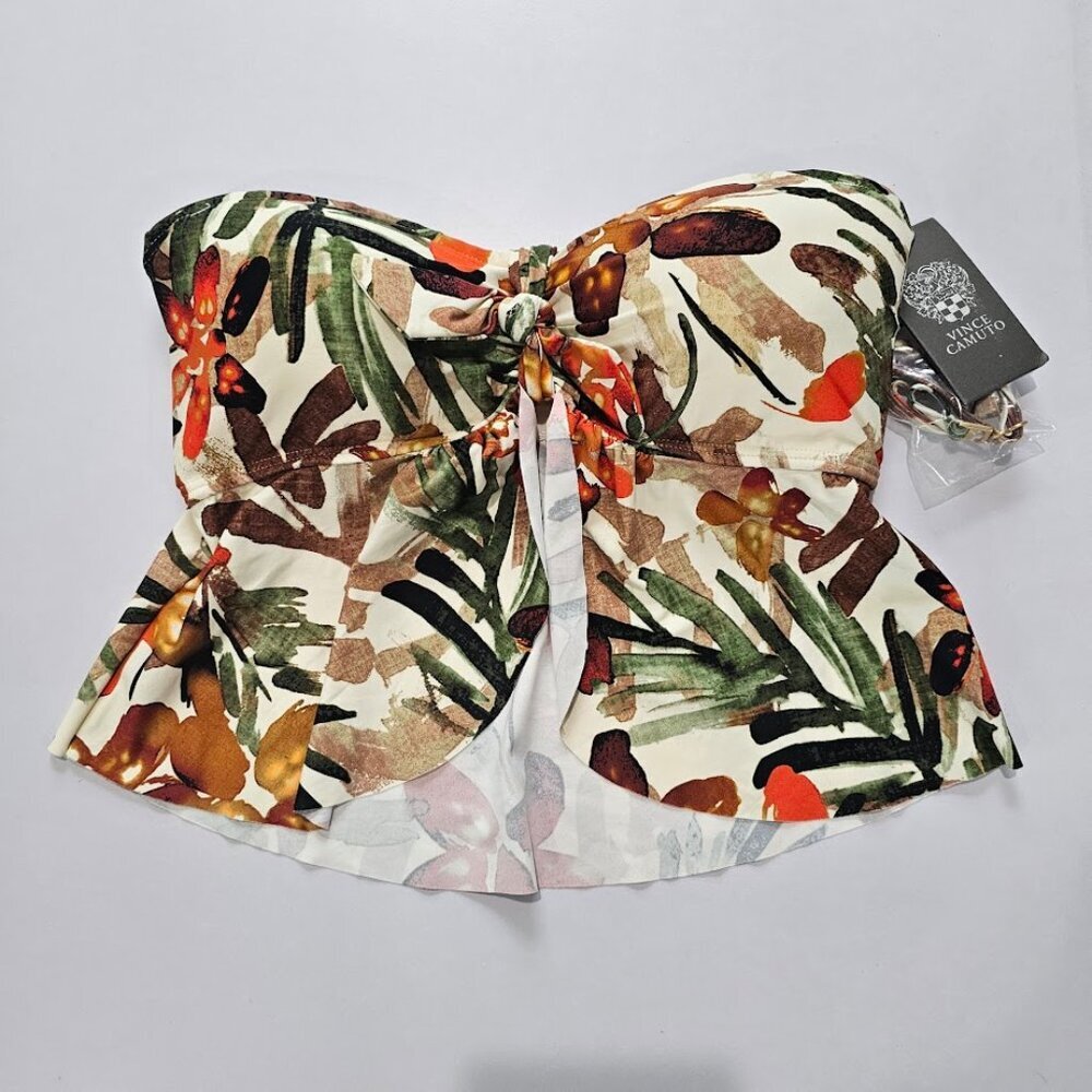Vince Camuto Seychelles Floral Tie Front Bandini Swim Top - Picture 5 of 8